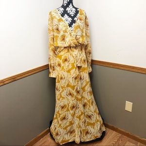 Mustard and Ivory Floral Top and Maxi Skirt Set